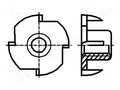 Nut; tee nut; M5; 0.8; steel; Plating: zinc; BN 226 BOSSARD B5/BN226