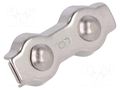 Rope clamp duplex; acid resistant steel A4; for rope; Ørope: 6mm KRAFTBERG ZLR2-6-A4