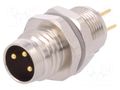 Connector: M8; male; PIN: 3; 60V; IP67; straight; unshielded; socket TE Connectivity T4042014031-000