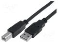 Cable; USB 2.0; USB A plug,USB B plug; nickel plated; 3m; black VCOM CU201-B-030-PB