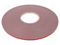 Tape: fixing; W: 6mm; L: 33m; Thk: 1.1mm; acrylic; grey; max.230°C 3M 3M-110-6-33