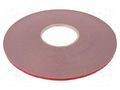 Tape: fixing; W: 6mm; L: 33m; Thk: 1.1mm; acrylic; grey; max.230°C 3M 3M-110-6-33