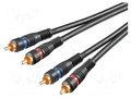 Cable; RCA plug x2,both sides; 1.5m; Plating: gold-plated; black Goobay C-2RCA2RCA-BK015