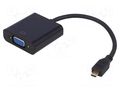 Converter; D-Sub 15pin HD socket,micro HDMI plug; 200mm; black QOLTEC QOLTEC-50402