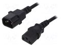Cable; 3x1mm2; IEC C13 female,IEC C14 male; PVC; 3m; black; 10A QOLTEC QOLTEC-53898