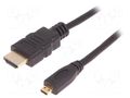 Cable; HDMI plug,micro HDMI plug; PVC; 2m; black; HDMI 1.4; black QOLTEC QOLTEC-50400