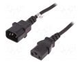 Cable; 3x1mm2; IEC C13 female,IEC C14 male; PVC; 5m; black; 10A QOLTEC QOLTEC-53899