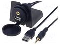 USB/AUX adapter; Jack 3,5mm 3pin socket,USB A socket; 2m MFG CAR-951