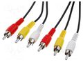 Cable; RCA plug x3,both sides; 1.5m; Plating: nickel plated Goobay CABLE-521