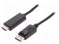 Cable; DisplayPort plug,HDMI plug; DisplayPort 1.2; 3m; black QOLTEC QOLTEC-50442