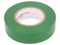 Tape: electrical insulating; W: 19mm; L: 20m; Thk: 0.15mm; green PLYMOUTH PLH-N12-19-20/GR