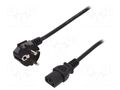 Cable; CEE 7/7 (E/F) plug angled,IEC C13 female; 750mm; black DIGITUS AK-440109-008-S