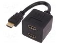 Splitter; HDMI socket x2,HDMI plug; 200mm; black; 30AWG; Core: Cu DIGITUS AK-330400-002-S