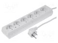 Extension lead; 3x1.5mm2; Sockets: 6; PVC; white; 10m; 16A JONEX PS-670/1.5-10.0