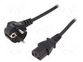Cable; CEE 7/7 (E/F) plug angled,IEC C13 female; 1.8m; black DIGITUS AK-440100-018-S