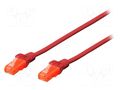 Patch cord; RJ45 plug,both sides; U/UTP; 6; stranded; Cu; LSZH; red DIGITUS DK-1617-020/R