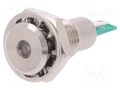 Indicator: LED; flat; green; 12VDC; Ø12.1mm; IP67; DX0505 BULGIN DX0505/GN/12