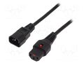 Cable; IEC C13 female,IEC C14 male; PVC; 2m; black; 10A; 250V IEC LOCK IEC-PC1021