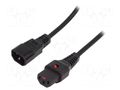 Cable; IEC C13 female,IEC C14 male; PVC; 1.5m; black; 10A; 250V IEC LOCK IEC-PC1003