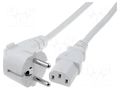 Cable; 3x1mm2; CEE 7/7 (E/F) plug angled,IEC C13 female; PVC; 3m LIAN DUNG SN311-3/10/3WH