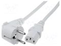 Cable; 3x1mm2; CEE 7/7 (E/F) plug angled,IEC C13 female; PVC; 5m LIAN DUNG SN311-3/10/5WH