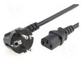 Cable; 3x1mm2; CEE 7/7 (E/F) plug angled,IEC C13 female; PVC; 5m LIAN DUNG SN311-3/10/5BK