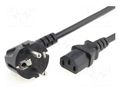 Cable; 3x1mm2; CEE 7/7 (E/F) plug angled,IEC C13 female; PVC LIAN DUNG SN311-3/10/1.5BK