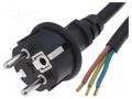 Cable; 3x1mm2; CEE 7/7 (E/F) plug,wires; neoprene; 3m; black; 10A JONEX S3RN-3/10/3BK