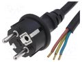 Cable; 3x1mm2; CEE 7/7 (E/F) plug,wires; neoprene; 1.5m; black JONEX S3RN-3/10/1.5BK