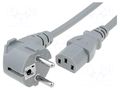 Cable; 3x1mm2; CEE 7/7 (E/F) plug angled,IEC C13 female; PVC LIAN DUNG SN311-3/10/1.8GY