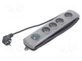 Plug socket strip: protective; Sockets: 4; 230VAC; 10A; grey; 1.5m QOLTEC QS-50163