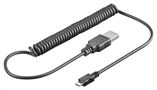 Micro-USB Charging and Sync Cable, Spiral Cable, black, 1 m - for Android devices, black 62334