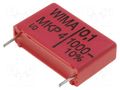 Capacitor: polypropylene; 100nF; 1kVDC; 400VAC; 7x16.5x26.5mm; THT WIMA MKP4-100N/1000