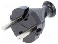 Connector: AC supply; male; plug; 2P; 230VAC; 10A; black; for cable PLASTROL WT-2/BK