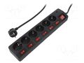 Plug socket strip: supply; Sockets: 6; 250VAC; 16A; black; 1.5m LOGILINK LPS233