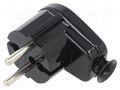 Connector: AC supply; male; plug; 2P; 230VAC; 16A; black; for cable PLASTROL WT-16B/BK