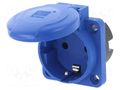 Connector: AC supply; socket; 2P+PE; 250VAC; 16A; blue; PIN: 3; IP54 PAWBOL PD.3153S