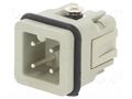 Connector: HDC; contact insert; male; HDC; PIN: 4; 10A; 250V; 3+PE TE Connectivity T2010032101-000