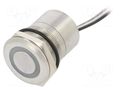 Switch: capacitive; Pos: 2; SPST-NO; 0.01A/12VDC; IP68; OFF-(ON) BULGIN BG-MC25MOSRG