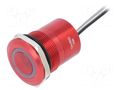 Switch: capacitive; Pos: 2; SPST-NC; 0.01A/12VDC; IP68; ON-(OFF) BULGIN BG-MC25MCRRG