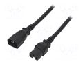Cable; 3x14AWG; IEC C14 male,IEC C15 female; PVC; 1.8m; black; 15A LIAN DUNG SN28-3/14/1.8BK
