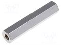 Screwed spacer sleeve; 25mm; Int.thread: M3; brass; nickel VOGT TDYSFF-M3/25