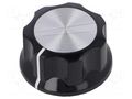 Knob; with flange; plastic; Øshaft: 6.35mm; Ø29.4x16mm; black; PKES TE Connectivity 4-1437624-6