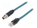 Cable: for sensors/automation; PIN: 8; 3m; 48V; 500mA; IP67; male BULGIN TPU12FIM08XRJ030PU