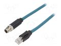 Cable: for sensors/automation; PIN: 8; male; M12 male,RJ45 plug BULGIN TPU12FIM08XRJ050PU