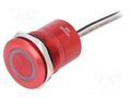 Switch: capacitive; Pos: 2; SPST-NO; 0.01A/12VDC; IP68; OFF-(ON) BULGIN BG-MC25MORGR