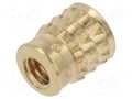 Threaded insert; brass; M2,5; BN 37885; L: 5.2mm; for plastic TAPPEX KVT-001M2.5