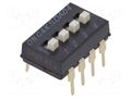 Switch: DIP-SWITCH; Poles number: 4; ON-OFF; 0.025A/24VDC; Pos: 4 C&K SDA04H1BD