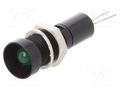 Indicator: LED; recessed; green; 12VDC; Ø8mm; for PCB; brass MENTOR 2692.8283