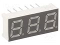 Display: LED; 7-segment; 7mm; 0.28"; No.char: 3; yellow-green LUCKYLIGHT KW3-281CGA